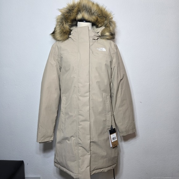 The North Face Women's Arctic Parka Waterproof Jacket In Beige (FLAX) Sz L NWT - Picture 1 of 8